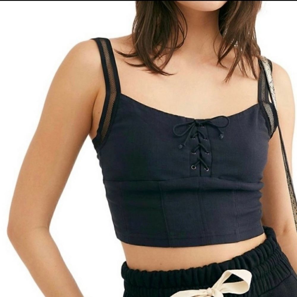 FREE People She's Fancy Brami Black Top NWT Medium - Picture 8 of 10